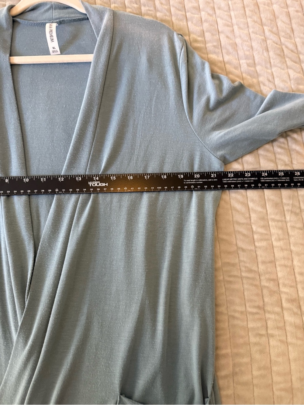 Zenana Premium XL Dusty Blue Longline Duster Cardigan Open Front Pockets Coastal - Picture 4 of 6